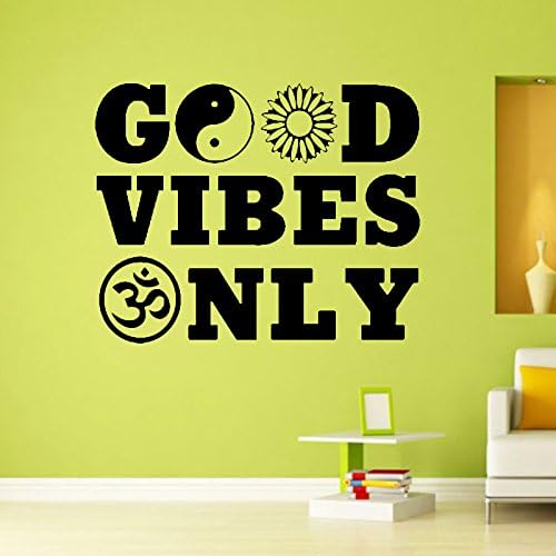 Good Vibes Yin Yang Flower Quote Decal Sticker Wall Vinyl Art Words Decor
