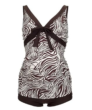 Maternity Animal Print Tankini - Chocolate /Cream