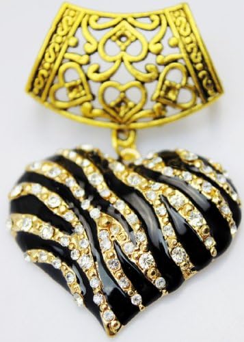 Vintage Animal Heart Pendant Scarf Set Findings Crystal Heart Charm Gold Slide Tube Necklace DIY