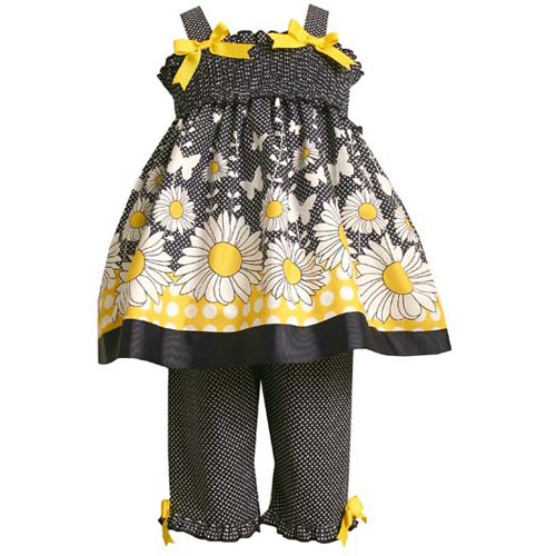 Bonnie Jean Infant Toddler Girls Navy Daisy Pants Outfit 12M-4T
