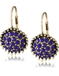 Yochi Navy Stone Burst Brim Hoop Earrings