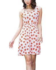 Sexy Polyester/Spandex General Print Summer Sleeveless Round Neck Short Thigh Length Party Dress/Mini Dress 