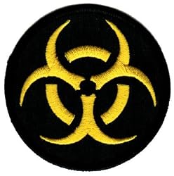 Biohazard Symbol Embroidered Patch Iron-On Danger Symbol Black-on-Yellow Logo