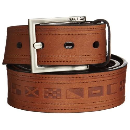 Nautica Men's Embossed Nautical Flag Belt at Amazon Men’s Clothing