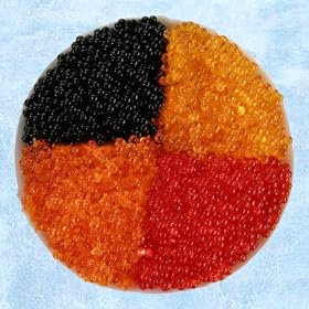 Flying Fish Roe Sampler 16 oz - Tobiko Caviar Red, Orange, Black & Golden - 4 oz each Sushi Grade