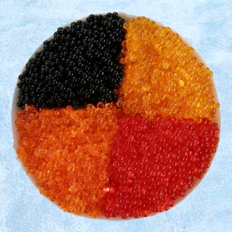 Flying Fish Roe Sampler 16 oz - Tobiko Caviar Red, Orange, Black & Golden - 4 oz each... by Bemka.com