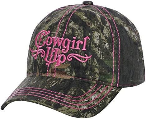 Cowgirl Up Womens Green 100% Cotton Camouflage Ball Cap OSFA