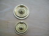 IRONMONGERY WORLDﾂｮ2 SIZES DRAWER CUPBOARD CABINET ROUND RING PULL HANDLE BRASS PLATED (45MM 13/4) b