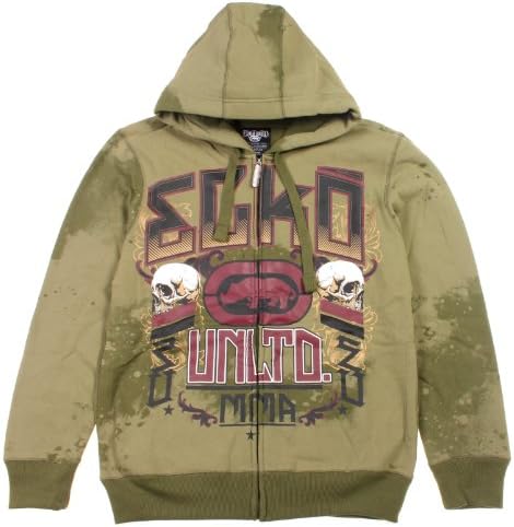 Ecko Unltd. MMA Men's Rematch Full Zip Up Hoodie (Forest Green, Large)