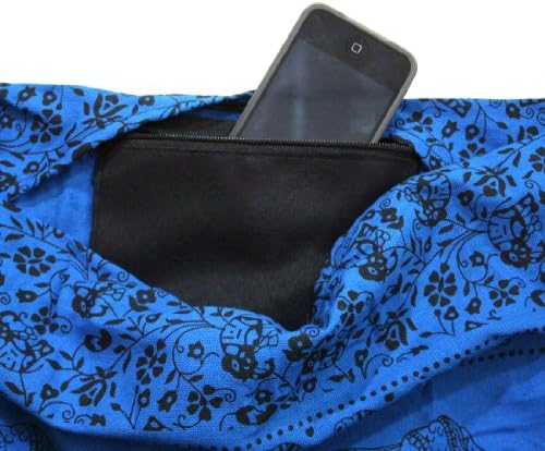 Shoulder Bag Cotton Elephant Original Print Sling Bag Purse Cross body Messenger Purse Hippie Hobo Color Bright Blue