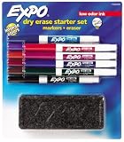 Expo Dry Erase Marker and Eraser Set 1733459, Fine Point 10 Pack Assorted Colors