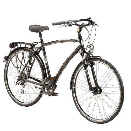 Ruhrwerk Herren Fahrrad Trekking Alu Gaza 24-Gang Shimano Acera Kettenschaltung, gefedert mit Nabendynamo, tiefschwarz, Rahmenh&ouml;he: 53 cm, Reifeng ...