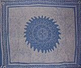 Floral Batik Tapestry-Bedspread-Coverlet-Baby Blue