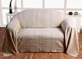 Homescapes - Rajput Ribbed Throw - 90 x 100 Inches - Plain Natural - Handmade 100% Cotton - Suitable for most 3 Seater Sofas - Double King bedspreads - Easy care washable at home
