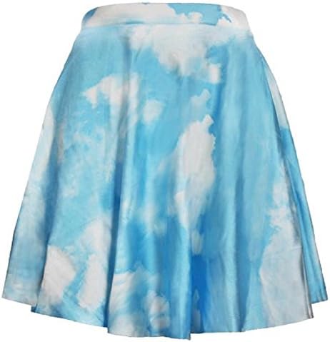 Women&Girls 3D Digital Print Stretchy Flared Pleated Casual Mini Skirt Dress (C)