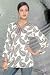 Cream soft crepe jaquard fabric kurti with mirror work neckline