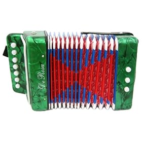 DeRosa Childrens Green 7 Key Toy Accordion Squeeze Box