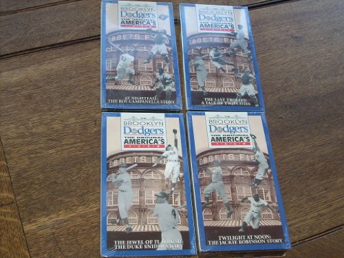 1996 ESPN Series 'The Brooklyn Dodgers - Set of 4 VHS Videocassettes - Jewel of Flatbush: Duke Snider Story, Twilight at Noon: Jackie Robinson Story, At Night: Roy Campanella Story and Last Trolley: Tale of Two Cities. Each in original slipcase.