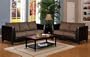 2pc Contemporary Brown Microfiber & Leatherette Sofa Loveseat Set