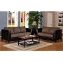 2pc Contemporary Brown Microfiber & Leatherette Sofa Loveseat Set