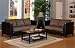 2pc Contemporary Brown Microfiber & Leatherette Sofa Loveseat Set
