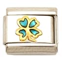 Enamel Four Leaf Clover Italian Charm Stainless Steel 9mm