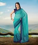 Charming Prafful Sea Green Chiffon Printed Saree with Unstitch Blouse