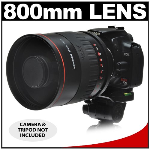 Vivitar 800mm f/8.0 Series 1 Multi-Coated Mirror Lens for Canon EOS Rebel XSi, XS, XTi, XT, T1i, 5D, 7D, 30D, 40D & 50D Digital SLR Cameras