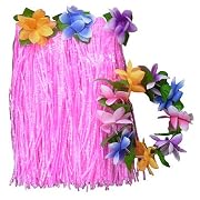 Girl's Hawaiin Hula Skirt with Flower and a Floral Headpiece
