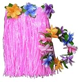 Girl's Hawaiin Hula Skirt with Flower and a Floral Headpiece
