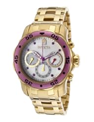Womens Pro Diver White MOP Dial 18K Gold Plated Stainless Steel
