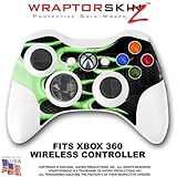 Metal Flames Green Skin by WraptorSkinz TM fits XBOX 360 Wireless Controller (CONTROLLER NOT INCLUDE