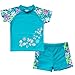 BAOHULU Girls Swimsuit 3-10 Years UPF 50+ UV Protective (Short Sleeve Blue)