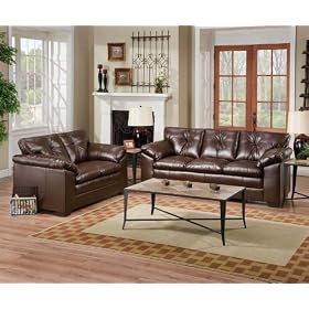 2 Pc Coffee Leather Sofa & Loveseat Living Room Set