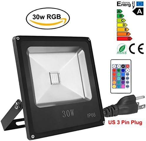 Eco Newled 30W Waterproof RGB LED Flood Light, Color Changing LED Security Light, 16 Colors & 4 Modes, Memory Function Remote Control Included, LED Floodlight, US Plug Spotlight, Wall Washer Light