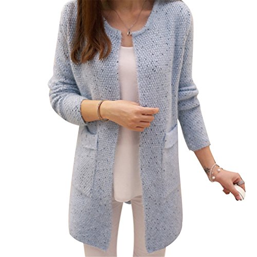 Sicong2 Up-to-DateÂ style New Winter Women Casual Long Sleeve Knitted Cardigans 2016 Autumn Crochet Ladies Sweaters Fashion Tricotado Cardigan Top Quality Sky blueM Modern