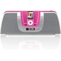 iLive IB209P Portable Music System with AM/FM Radio, iPod Docking and Recharging- Pink