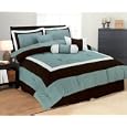 High Quality Soft Micro Suede Comforter Set Bedding-in-a-bag, Aqua Blue - King