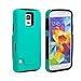 Fulland Hybrid Armor Silicone Card Holder Kickstand Case with Stylus Pen and Screen Protector for Samsung Galaxy S5 - Aqua Green