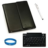Premium Black Textured Leather Smart Case Cover (Supports Sleep Mode) for Apple iPad 2 Wifi Wireless Tablet and Apple iPad 1st Generation (16GB, 32GB, 64GB) fits Models: MC769LL/A, MC770LL/A, MC916LL/A, MB292LL/A, MB293LL/A, MB294LL/A + Executive White Stylus Pen with Laser Pointer and LED Light + SumacLife Full Size Wireless Bluetooth Keyboard + SumacLife TM Wisdom Courage Wristband