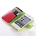 ATC Masione(TM) Apple iPhone 4/4S Credit Card Hard Shell Case Stand with Silicone Core + Screen Protector & Stylus (Wallet case Red+Yellow+Pink)
