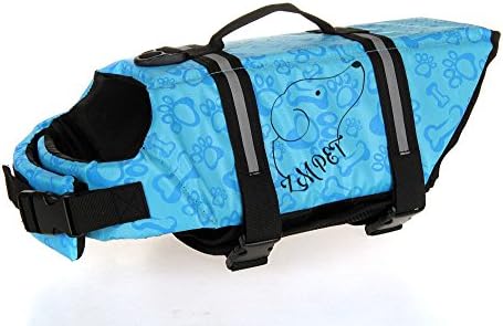 ZM PETTM Outward Hound Doggy Life Jacket Saver Preserver Safety Vest Doggy Flotation Device Blue Bone XS-XL (XS)