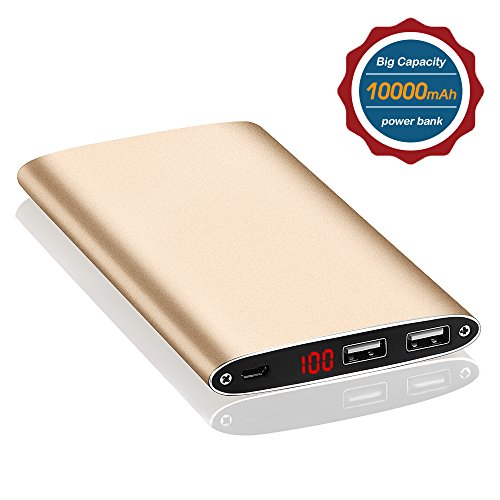 [Ultra-Slim 10000mah] Portable Phone Charger, External Battery Power bank Portable Charger Backup Pack With Powerful Dual USB Output Port for for iPhone,iPad,Samsung Galaxy,Cell Phones,Tablets.
