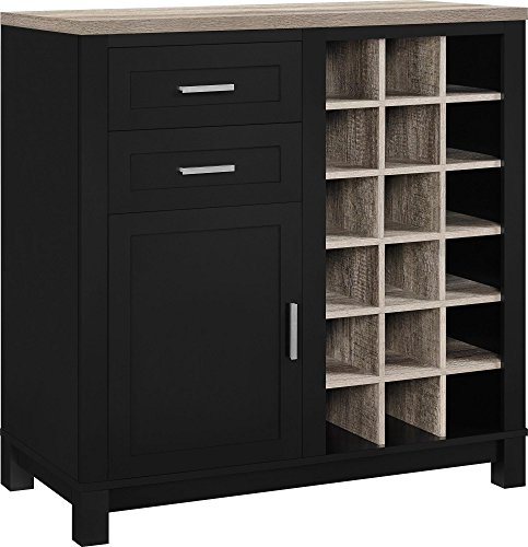 Altra Furniture Carver Bar Cabinet, Black/Sonoma Oak