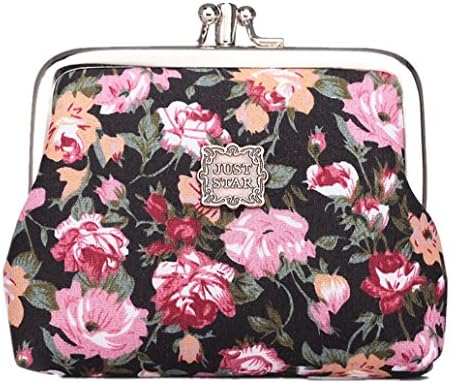 Cute Classic Floral Exquisite Buckle Coin Purse Black