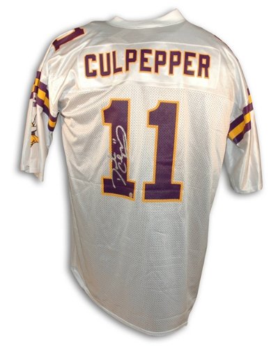 Daunte Culpepper Autographed/Hand Signed Minnesota Vikings White Puma Replica Jersey