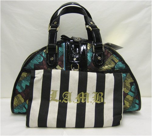 L.A.M.B LAMB Jill Black Rock Metallic Handbag Bag Purse