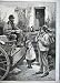 MAN SELLING CHEESE CART GOOSE CHILDREN CAT DOG WHITE