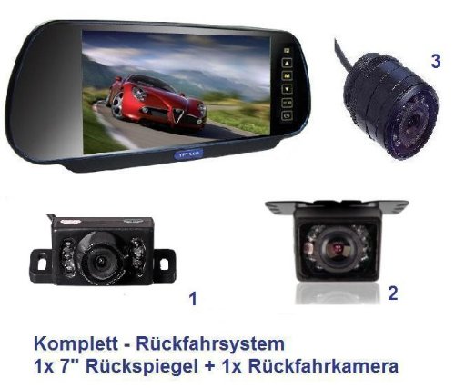 17,8cm (7 ZOLL) Monitor Rückspiegel + 120° Nacht Auto Rückfahrkamera Einparkhilfe