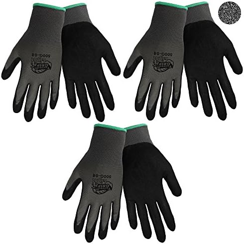 Tsunami Grip 500G Light Weight Nitrile Grip Work Gloves with Gray Nylon Shell and Black Mach Nitrile Dipped Coating on Palm and Fingers, Size Medium (3)